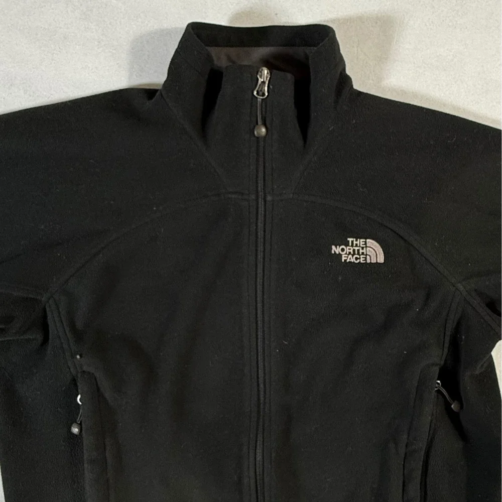 The North Face Mens Medium Fleece Jacket Black Full Zip‎ Windwall Layered Black